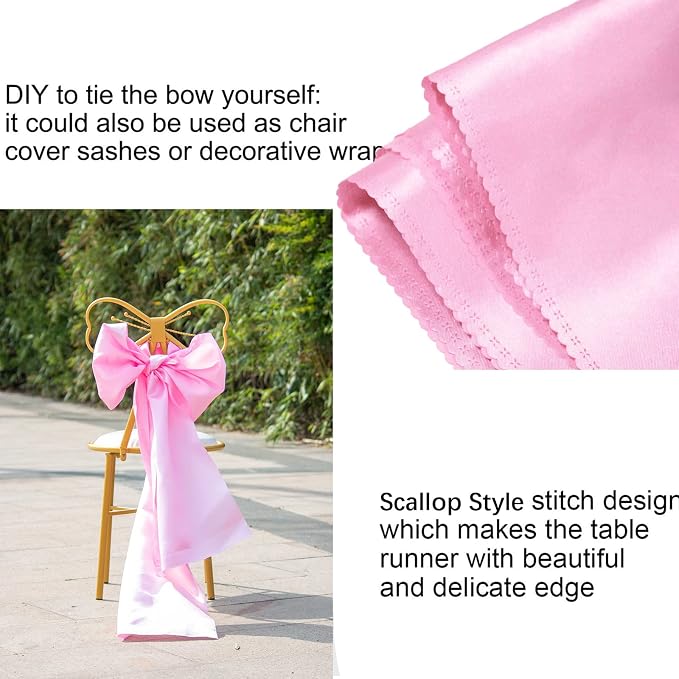 Pink Table Runners, 12x108 Inches, 15 Pack | Satin, Silk and Smooth Fabric - Image 5
