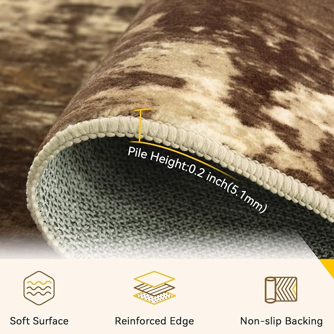 RELEANY Washable Area Rugs 6'x9' Non-Slip Modern Abstract Soft - Image 4