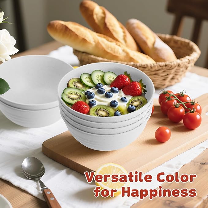 Wheat Straw Camping Bowls Sets of 6, Unbreakable 26oz Lightweight Bowls Sets - Image 3