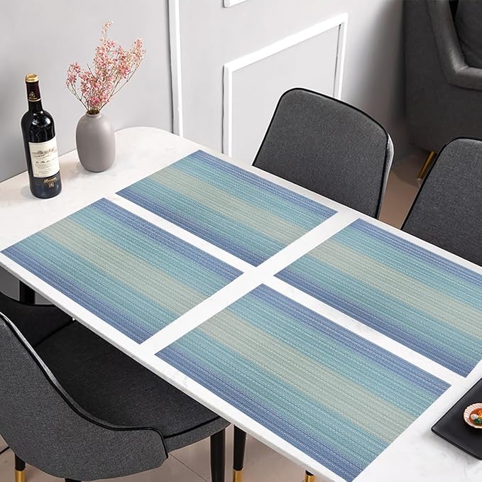 PIGCHCY Placemat, Washable Woven Non-Slip Insulation Durable Placemat Vinyl - Image 5