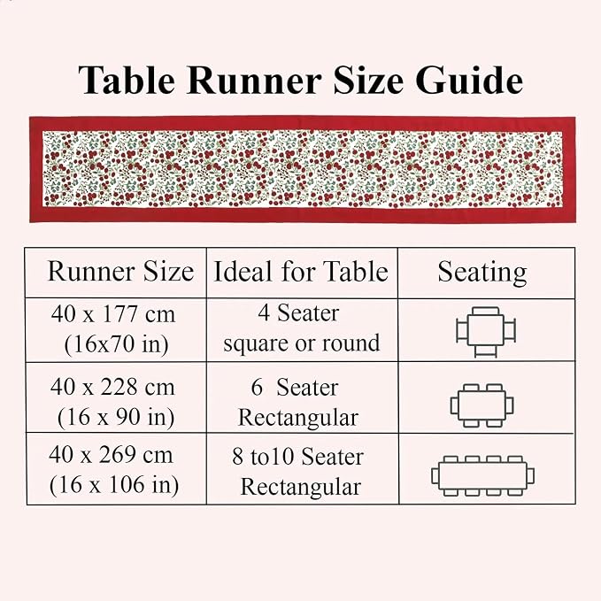 Garnet Red Hand Block Print 100% Cotton Reusable Table Runner 16" X 90" Inches - Image 5