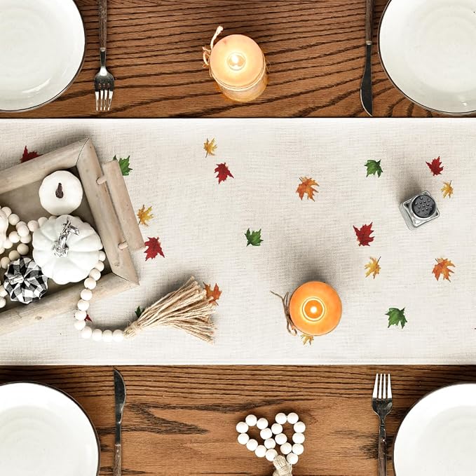 Artoid Mode 210 GSM Fall Table Runner 13x60 Inch Home Party Decor | Maple Tree - Image 4