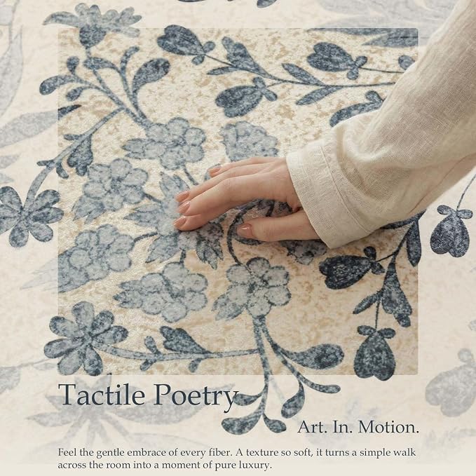 jinchan Zenith Blue Floral Area Rug - Image 5
