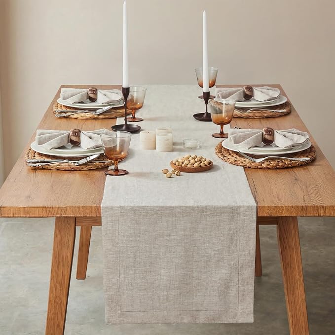 100% French Linen Table Runner 120", 210GSM Heavyweight Artisanry, Crease-Free - Image 2