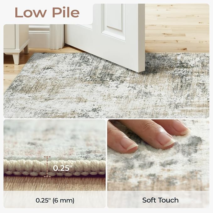 Area Rugs 9x12 Living Room, Large Soft Washable Abstract Neutral Bedroom Rug - Image 3