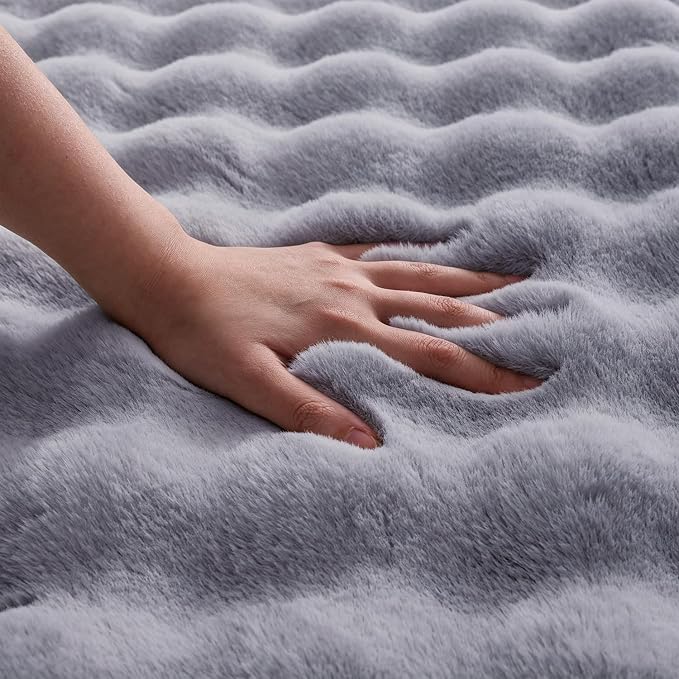 Gray Rabbit Plush Rug 5'x8', Fluffy Shaggy Area Rug - Image 5