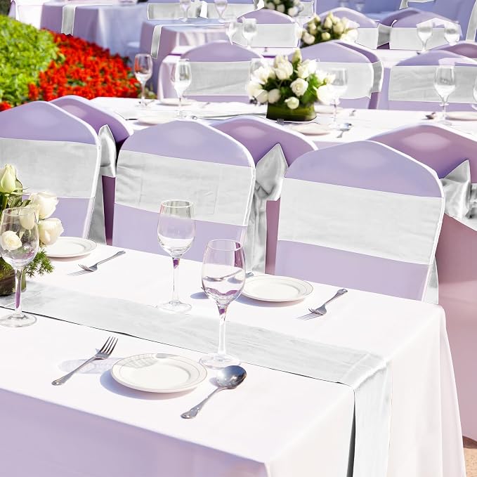 Aneco 12 Pack Satin Table Runner 12 x 108 Inch White Long Wedding Satin Silk - Image 5