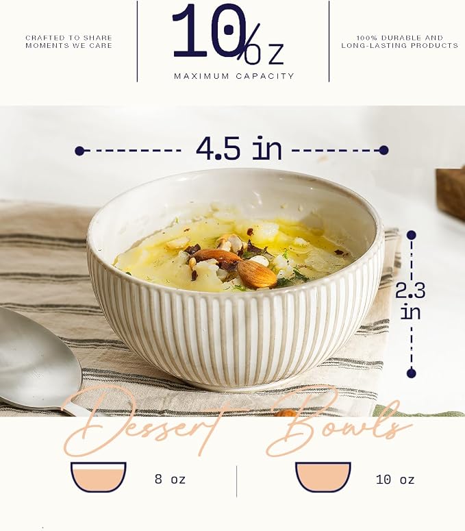 getstar Ceramic Bowl, Small Soup Bowls Set of 4 - Image 3