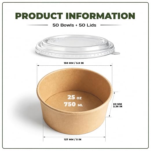 TOPtoper 50 Pack 25 Oz Large Paper Bowls - Image 2