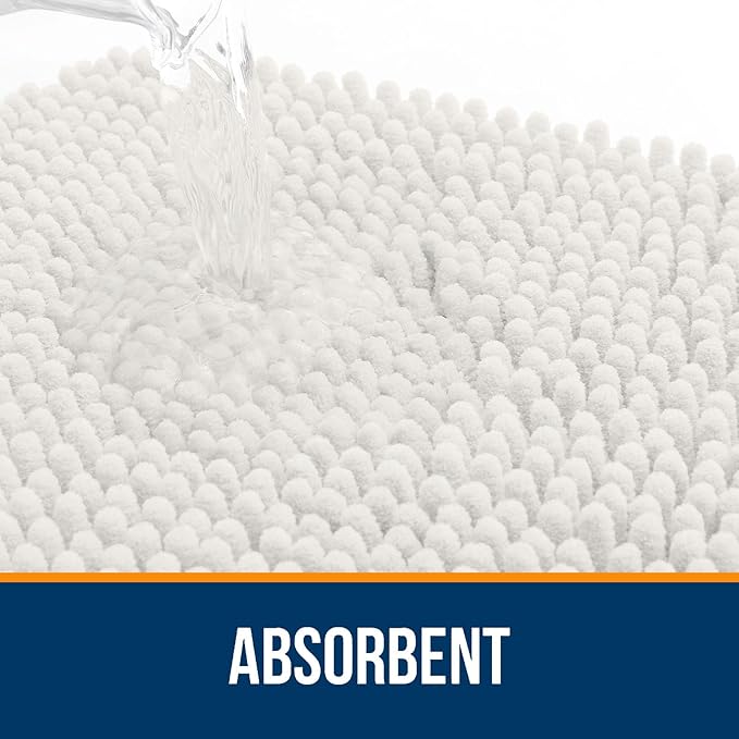 OLANLY Bathroom Rugs 34x21, Extra Soft Absorbent Chenille Bath Rugs, Rubber - Image 4
