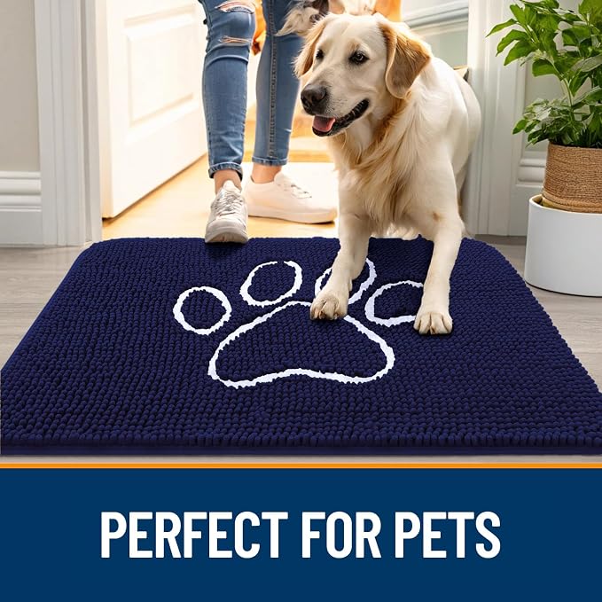 OLANLY Dog Door Mat for Muddy Paws 47x24, Paw Print Design, Absorbs Moisture - Image 6