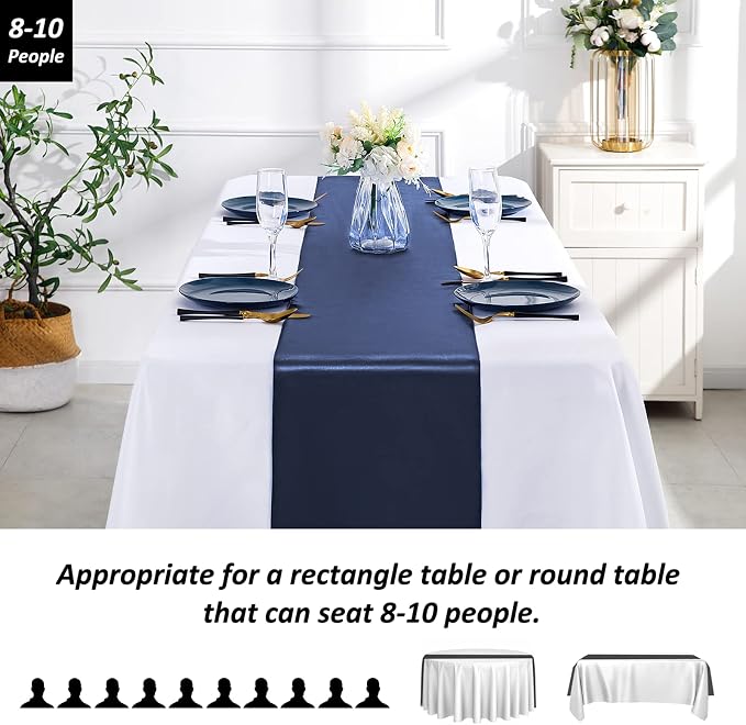 SiinvdaBZX 4 Pcs Navy Blue Satin Table Runner 12 x 108 inches Long | Bright - Image 3