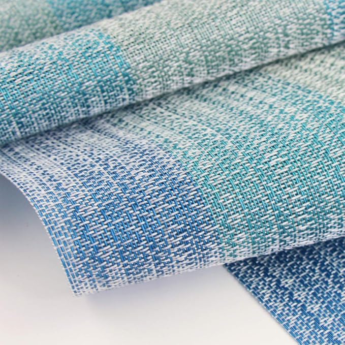 PIGCHCY Placemats Set of 6 and Table Runner, Heat Resistant Vinyl Woven - Image 3