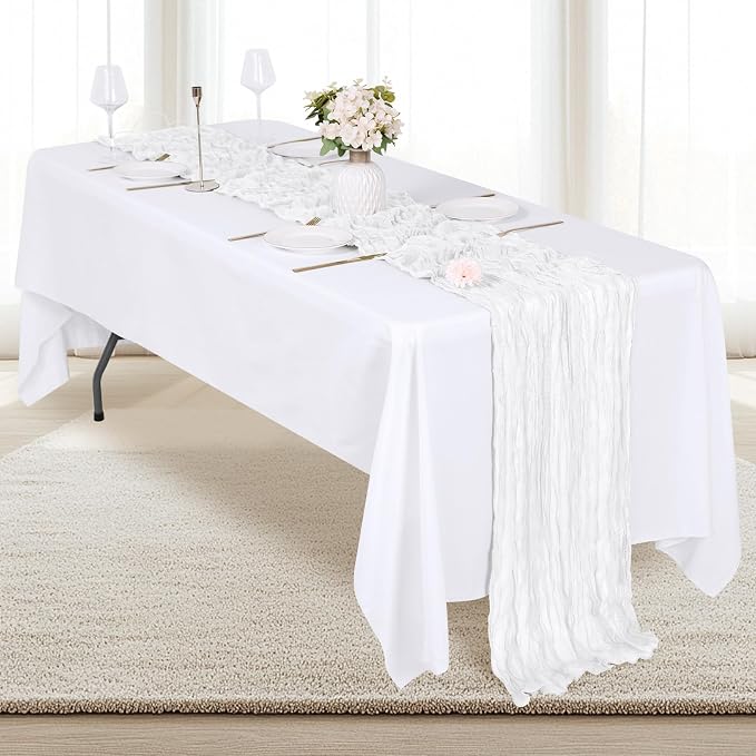 12 Pack White Cheesecloth Table Runner 17x108 Inch Semi Sheer Boho Gauze Cheese - Image 5
