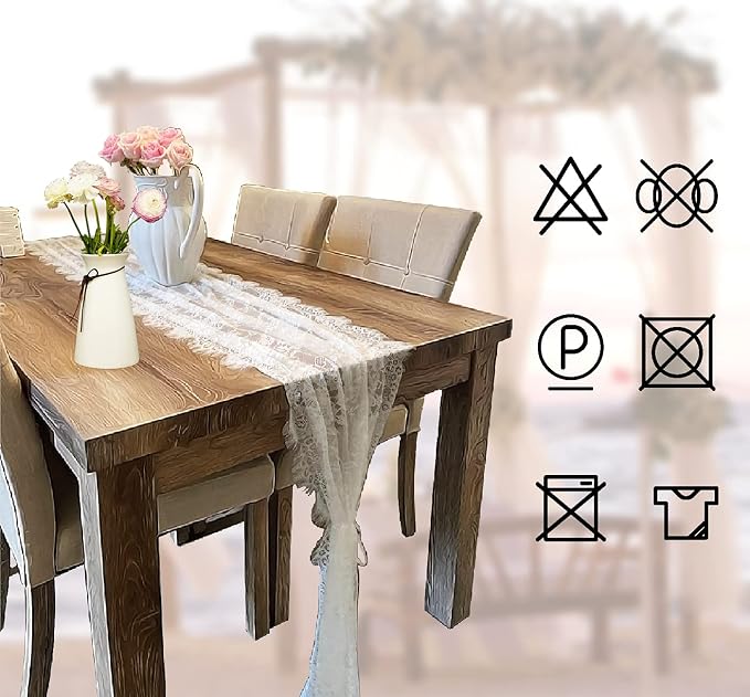 3 Pcs White Lace Table Runner 14 x 120 Inch Embroidered Boho Table Runner - Image 3