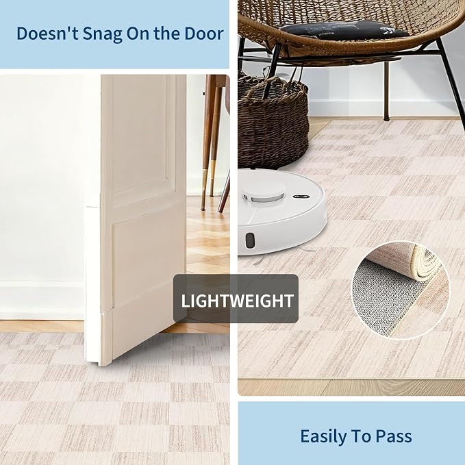 GarveeHome Beige Checkered Rug 2x3 Washable Rug Non-Slip - Image 7
