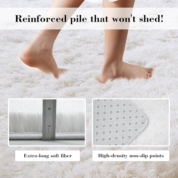 Fluffy Rug Shag Area Rug, Small Bedside Rug, Soft Fluffy Shag Entryway Throw - Image 6