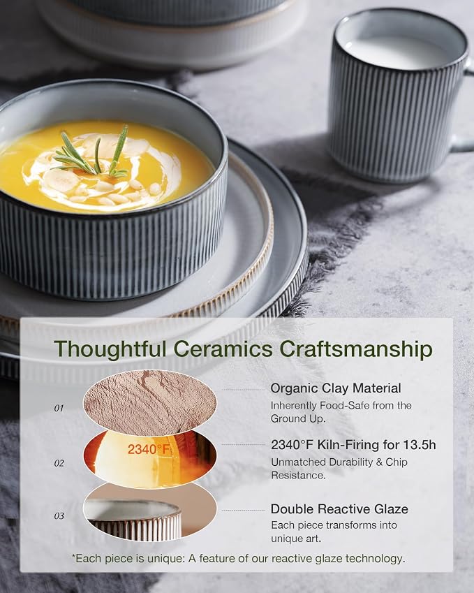 Famiware Star Ceramic Plates and Bowls Sets, Reactive Glaze Dishes - Image 5