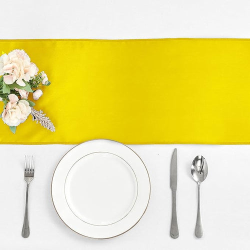 10-Pack Yellow Satin Table Runner 12 x 108 Inch Long Bright and Smooth Silk - Image 2