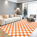 Terrug Orange and White Checkered Rug by TerrugHomeDecor