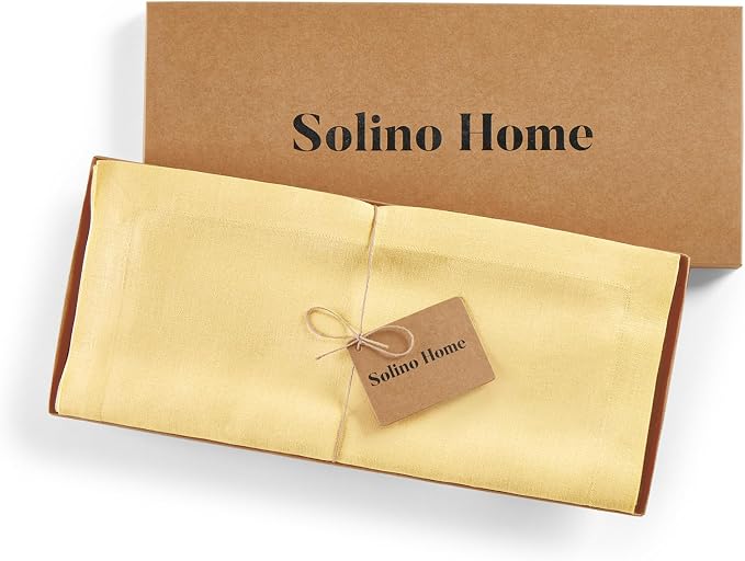 Solino Home 100% Linen Dining Table Runner Golden Straw, Fete 14 x 72 in | - Image 5