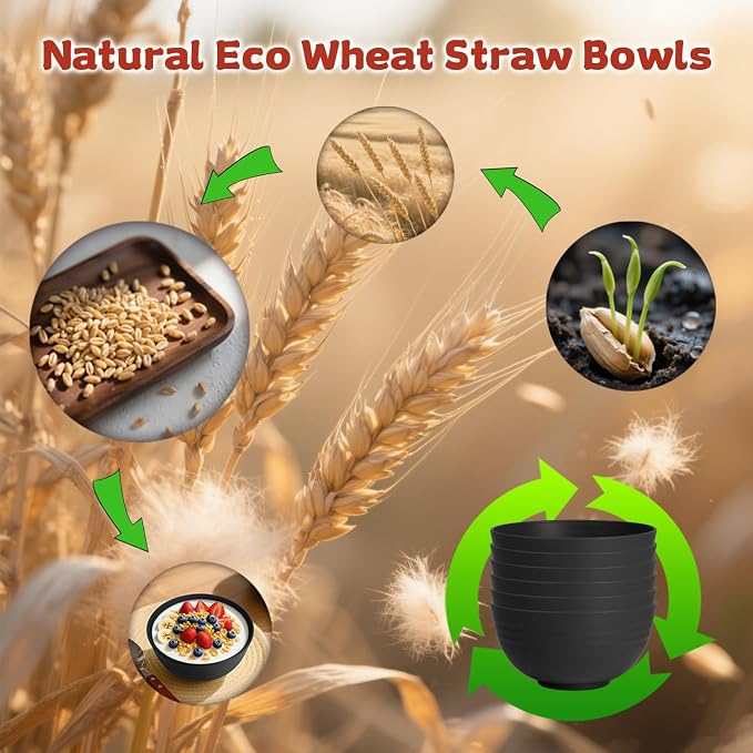 Wheat Straw Camping Bowls Sets of 6, Unbreakable 26oz Lightweight Bowls Sets - Image 6