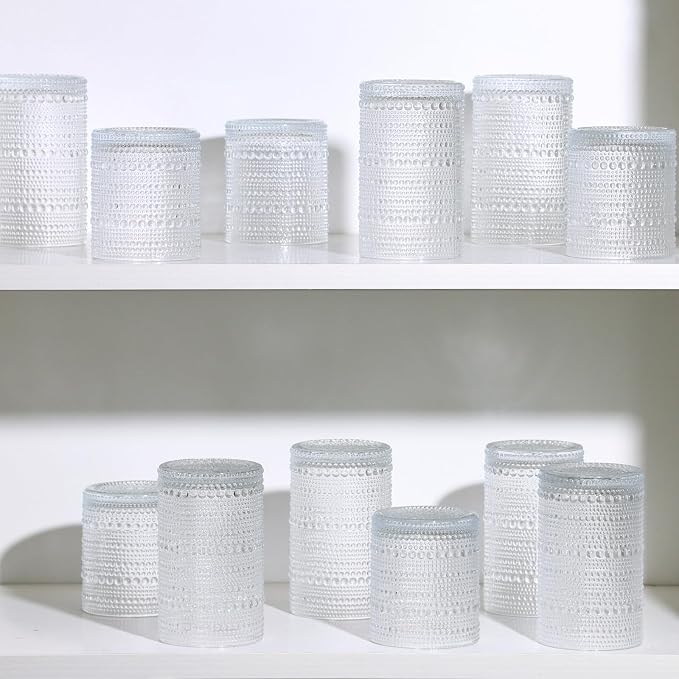 Moretoes Hobnail Drinking Glasses Set of 16, Vintage Water Glass Cups | 12 Oz - Image 7