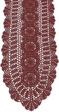Cotton Handmade Crochet Lace Oval Table Runner Wine Red 12x72 Inch by KEPSWET