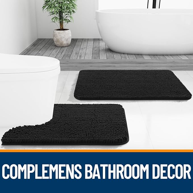 OLANLY Bathroom Rugs 36x24, Extra Soft Absorbent Chenille Bath Rugs, Rubber - Image 7
