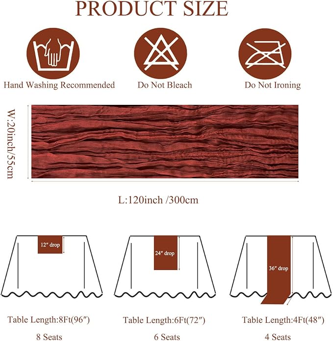 12Pack Terracotta Cheesecloth Table Runner 20x120inch Gauze Table Runners | - Image 4