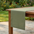 Solino Home 100% Pure Linen Table Runner Oil Green Long, Fete 14 x 144 in | by SolinoHome