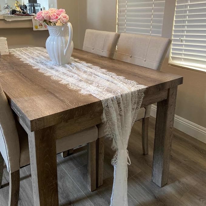 10 Pcs White Lace Table Runner 30 x 120 Inch Vintage Rustic Table Runner - Image 5