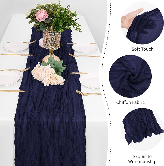 25 Pack Navy Blue Cheesecloth Table Runner 17 x 108 Inch Gauze TableRunner - Image 5