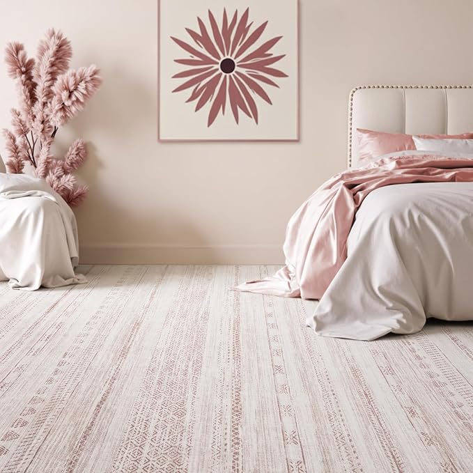 9x12 Pink Area Rugs for Living Room Machine Washable Rug Distressed Girls - Image 3