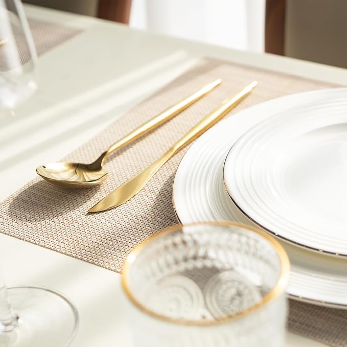 Placemats Set of 6 Vinyl/Plastic Woven Place Mats - Image 7