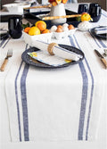 Solino Home 100% Pure Linen Table Runner, 14 x 108 in, French Stripe | Table by SolinoHome