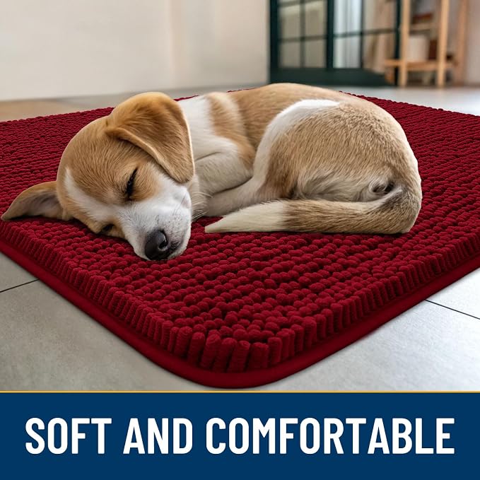 Smiry Dog Door Mat for Muddy Paws 30x20, Absorbent Dirt Trapper, Non-Slip - Image 2