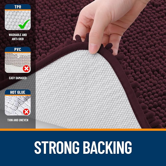 OLANLY Toilet Rugs U-Shaped 24x24, Extra Soft Absorbent Chenille Contour - Image 6