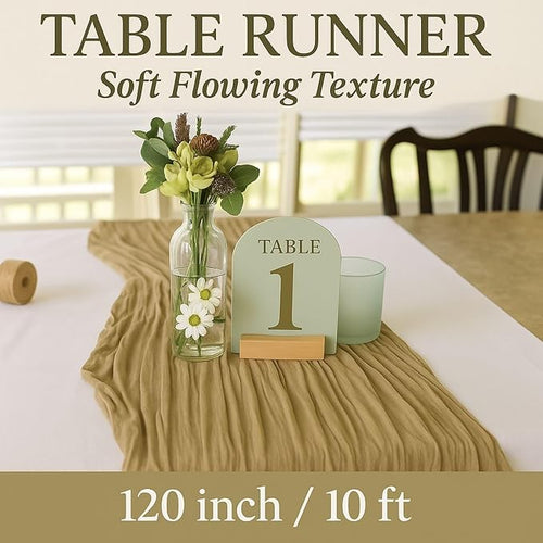 10FT Brown Cheesecloth Table Runner 120 Inch Rustic Boho Gauze Cheese Cloth - Image 2