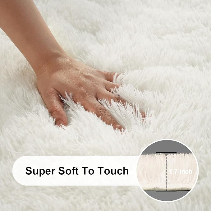 Cream White Rugs for Bedroom, 2x3 Fluffy Area Rugs for Living Room, Small Fuzzy - Image 2
