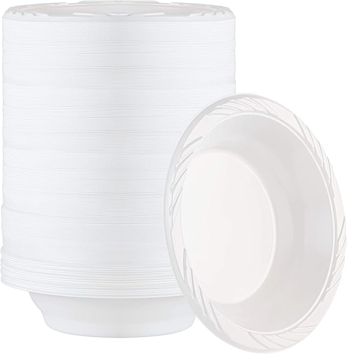 400 Count Disposable 18 ounce White Plastic Soup Bowls by PLASTICPRO