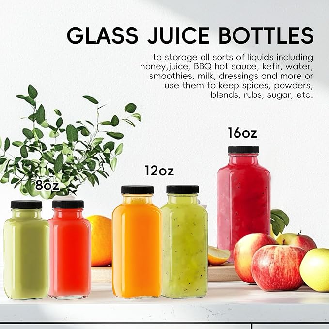 8 oz Glass Juice Bottles with Lids 3-Pack - Image 5