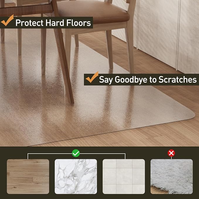 Clear Plastic Area Mat for Under Dining Table, Anti-Spill Hard Floor Protector - Image 3
