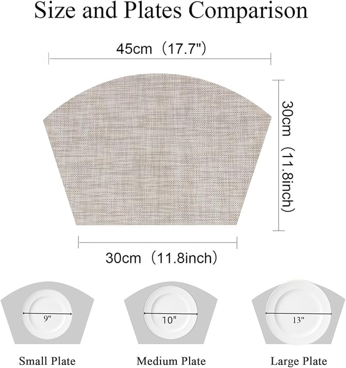 SHACOS Small Round Table Placemats Wedge Shaped Placemats Set of 4 Heat - Image 4