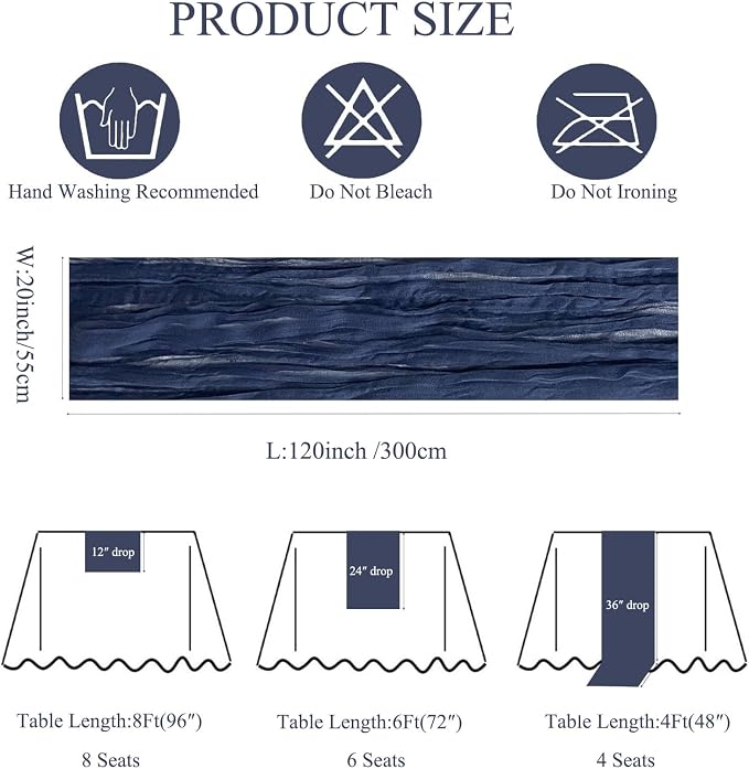 6Pack Navy Blue Cheesecloth Table Runner 20 x 120 inch Gauze Table Runner | - Image 6