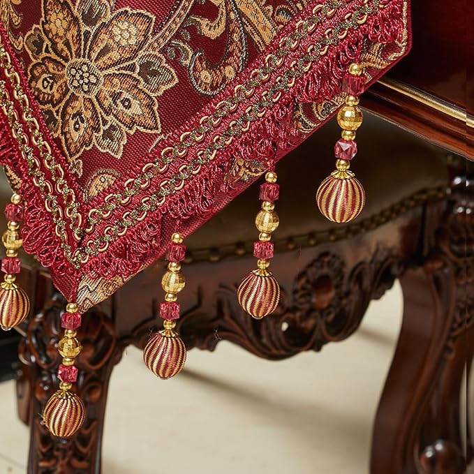 Luxury Vintage Design Table Runner 90 inches Long Embroidery Jacquard Fabric - Image 4