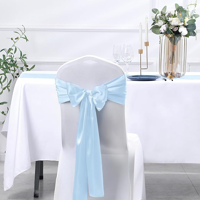 SiinvdaBZX 4 Pcs Light Blue Satin Table Runner 12 x 108 inches Long | Bright - Image 5