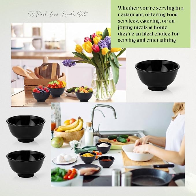 Tioncy 50 Pcs Bowls Set Unbreakable Dessert Soup Salad Bowls - Image 3