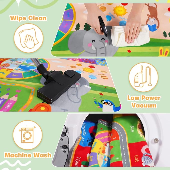 Pionblank Kids Rug for Playroom Classroom, 5x7 Area Rugs Playmat for Learning - Image 8