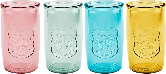 Glaver's Colored Glassware, Ice Cold Drinking Glasses Set of 4 – 18 Oz Vintage - Image 5